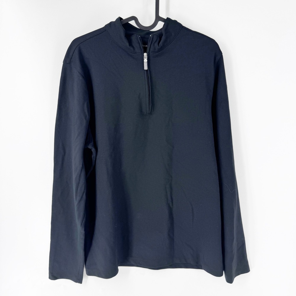 Mizzen+Main Mens Black Quarter Zip Pullover Performance Stretch Mock Neck Medium